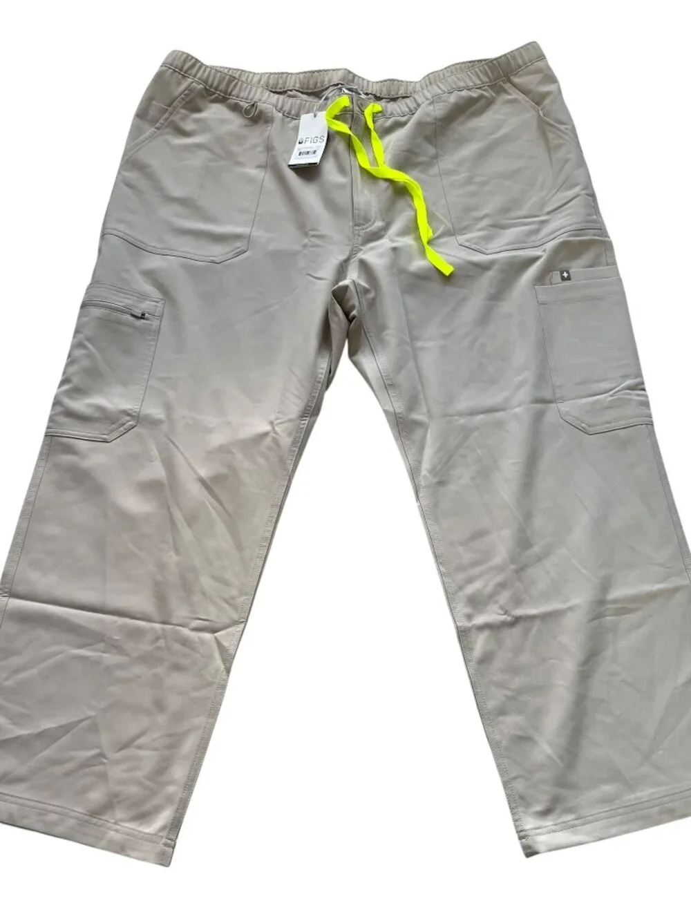 Figs scrub pants Cairo cargo Mens 4XLS beige khaki color pockets drawstring
